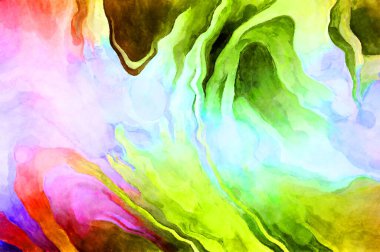 Soyut suluboya sanat eserleri. Fırça boyalı dijital resim. Renkli yaratıcı suluboya çizimi.
