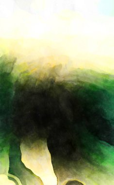 Soyut suluboya sanat eserleri. Fırça boyalı dijital resim. Renkli yaratıcı suluboya çizimi.