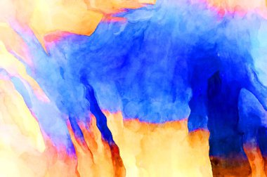 Soyut suluboya sanat eserleri. Fırça boyalı dijital resim. Renkli yaratıcı suluboya çizimi.