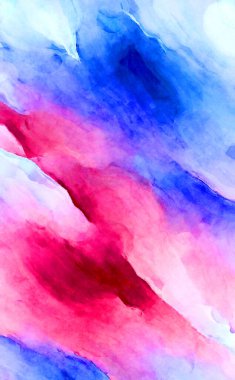 Soyut suluboya sanat eserleri. Fırça boyalı dijital resim. Renkli yaratıcı suluboya çizimi.