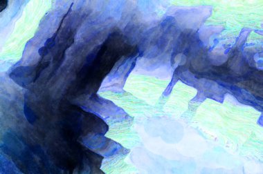 Soyut suluboya sanat eserleri. Fırça boyalı dijital resim. Renkli yaratıcı suluboya çizimi.