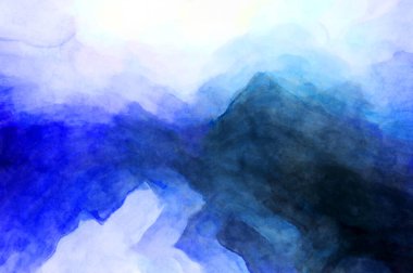 Soyut suluboya sanat eserleri. Fırça boyalı dijital resim. Renkli yaratıcı suluboya çizimi.