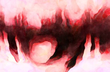 Soyut suluboya sanat eserleri. Fırça boyalı dijital resim. Renkli yaratıcı suluboya çizimi.