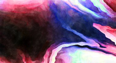 Soyut suluboya sanat eserleri. Fırça boyalı dijital resim. Renkli yaratıcı suluboya çizimi.