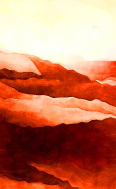 Soyut suluboya sanat eserleri. Fırça boyalı dijital resim. Renkli yaratıcı suluboya çizimi.