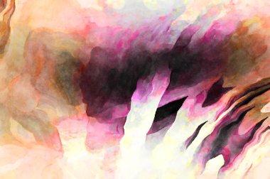 Soyut suluboya sanat eserleri. Fırça boyalı dijital resim. Renkli yaratıcı suluboya çizimi.