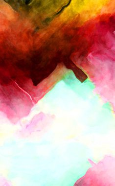 Soyut suluboya sanat eserleri. Fırça boyalı dijital resim. Renkli yaratıcı suluboya çizimi.