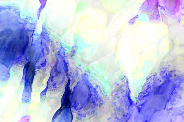 Soyut suluboya sanat eserleri. Fırça boyalı dijital resim. Renkli yaratıcı suluboya çizimi.