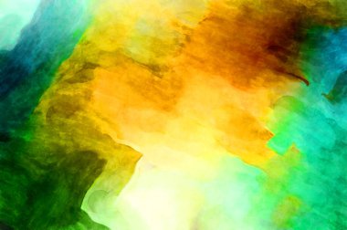 Soyut suluboya sanat eserleri. Fırça boyalı dijital resim. Renkli yaratıcı suluboya çizimi.