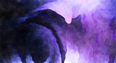 Soyut suluboya sanat eserleri. Fırça boyalı dijital resim. Renkli yaratıcı suluboya çizimi.