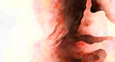 Soyut suluboya sanat eserleri. Fırça boyalı dijital resim. Renkli yaratıcı suluboya çizimi.