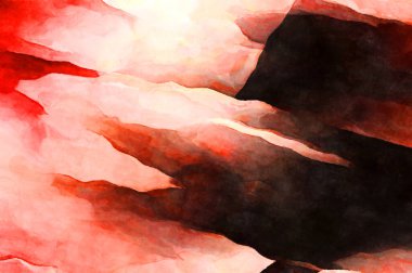 Soyut suluboya sanat eserleri. Fırça boyalı dijital resim. Renkli yaratıcı suluboya çizimi.