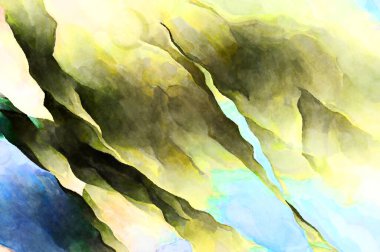 Soyut suluboya sanat eserleri. Fırça boyalı dijital resim. Renkli yaratıcı suluboya çizimi.