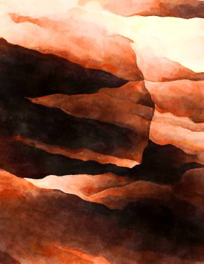 Soyut suluboya sanat eserleri. Fırça boyalı dijital resim. Renkli yaratıcı suluboya çizimi.