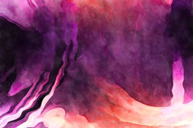 Soyut suluboya sanat eserleri. Fırça boyalı dijital resim. Renkli yaratıcı suluboya çizimi.