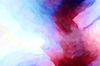 Soyut suluboya sanat eserleri. Fırça boyalı dijital resim. Renkli yaratıcı suluboya çizimi.