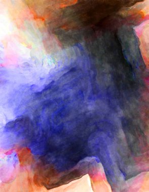 Soyut suluboya sanat eserleri. Fırça boyalı dijital resim. Renkli yaratıcı suluboya çizimi.