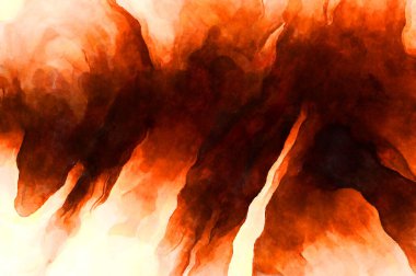 Soyut suluboya sanat eserleri. Fırça boyalı dijital resim. Renkli yaratıcı suluboya çizimi.