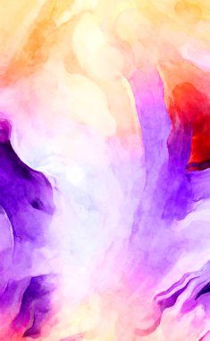 Soyut suluboya sanat eserleri. Fırça boyalı dijital resim. Renkli yaratıcı suluboya çizimi.