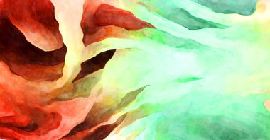 Soyut suluboya sanat eserleri. Fırça boyalı dijital resim. Renkli yaratıcı suluboya çizimi.