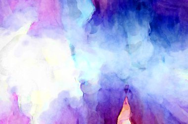 Soyut suluboya sanat eserleri. Fırça boyalı dijital resim. Renkli yaratıcı suluboya çizimi.