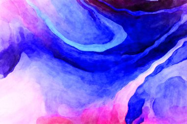 Soyut suluboya sanat eserleri. Fırça boyalı dijital resim. Renkli yaratıcı suluboya çizimi.
