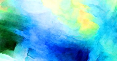 Soyut suluboya sanat eserleri. Fırça boyalı dijital resim. Renkli yaratıcı suluboya çizimi.