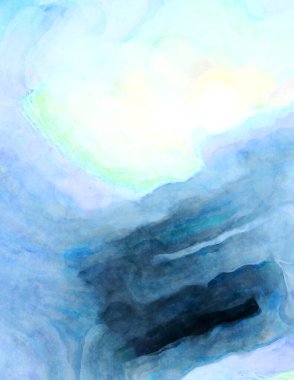 Soyut suluboya sanat eserleri. Fırça boyalı dijital resim. Renkli yaratıcı suluboya çizimi.