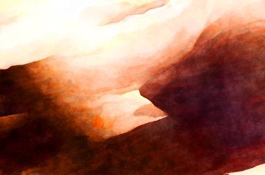 Soyut suluboya sanat eserleri. Fırça boyalı dijital resim. Renkli yaratıcı suluboya çizimi.