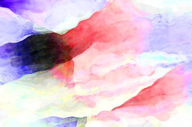 Soyut suluboya sanat eserleri. Fırça boyalı dijital resim. Renkli yaratıcı suluboya çizimi.