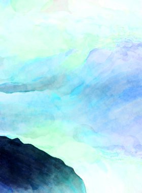 Soyut suluboya sanat eserleri. Fırça boyalı dijital resim. Renkli yaratıcı suluboya çizimi.