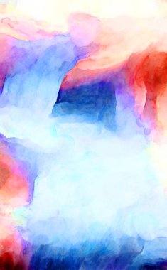 Soyut suluboya sanat eserleri. Fırça boyalı dijital resim. Renkli yaratıcı suluboya çizimi.