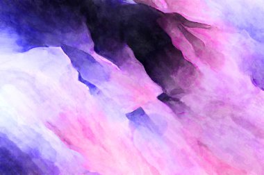 Soyut suluboya sanat eserleri. Fırça boyalı dijital resim. Renkli yaratıcı suluboya çizimi.