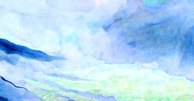 Soyut suluboya sanat eserleri. Fırça boyalı dijital resim. Renkli yaratıcı suluboya çizimi.