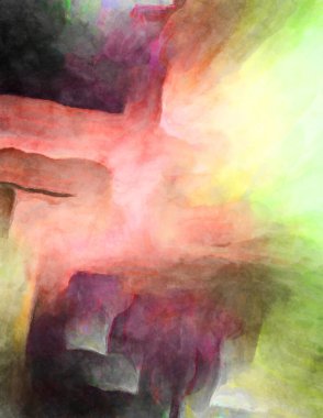 Soyut suluboya sanat eserleri. Fırça boyalı dijital resim. Renkli yaratıcı suluboya çizimi.