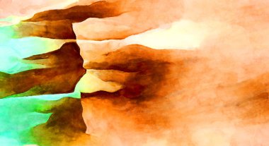 Soyut suluboya sanat eserleri. Fırça boyalı dijital resim. Renkli yaratıcı suluboya çizimi.