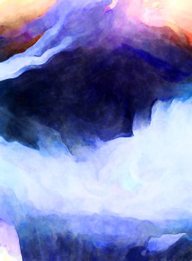 Soyut suluboya sanat eserleri. Fırça boyalı dijital resim. Renkli yaratıcı suluboya çizimi.