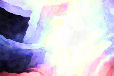 Soyut suluboya sanat eserleri. Fırça boyalı dijital resim. Renkli yaratıcı suluboya çizimi.