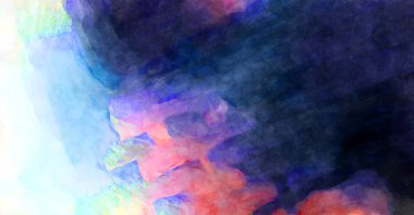 Soyut suluboya sanat eserleri. Fırça boyalı dijital resim. Renkli yaratıcı suluboya çizimi.