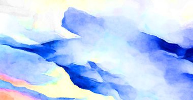 Soyut suluboya sanat eserleri. Fırça boyalı dijital resim. Renkli yaratıcı suluboya çizimi.