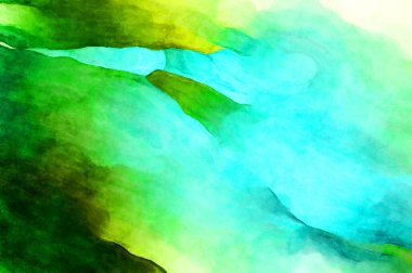 Soyut suluboya sanat eserleri. Fırça boyalı dijital resim. Renkli yaratıcı suluboya çizimi.