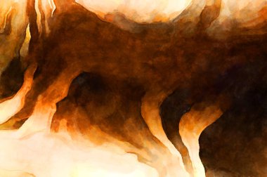 Soyut suluboya sanat eserleri. Fırça boyalı dijital resim. Renkli yaratıcı suluboya çizimi.