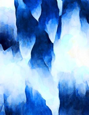 Soyut suluboya sanat eserleri. Fırça boyalı dijital resim. Renkli yaratıcı suluboya çizimi.