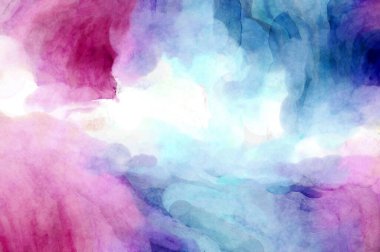 Soyut suluboya sanat eserleri. Fırça boyalı dijital resim. Renkli yaratıcı suluboya çizimi.