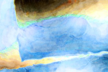 Soyut suluboya sanat eserleri. Fırça boyalı dijital resim. Renkli yaratıcı suluboya çizimi.