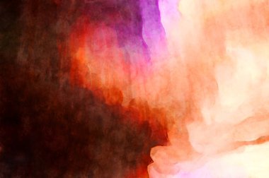 Soyut suluboya sanat eserleri. Fırça boyalı dijital resim. Renkli yaratıcı suluboya çizimi.