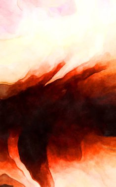 Soyut suluboya sanat eserleri. Fırça boyalı dijital resim. Renkli yaratıcı suluboya çizimi.