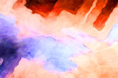 Soyut suluboya sanat eserleri. Fırça boyalı dijital resim. Renkli yaratıcı suluboya çizimi.