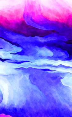 Soyut suluboya sanat eserleri. Fırça boyalı dijital resim. Renkli yaratıcı suluboya çizimi.