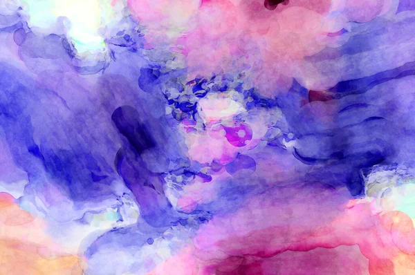 Soyut suluboya sanat eserleri. Fırça boyalı dijital resim. Renkli yaratıcı suluboya çizimi.